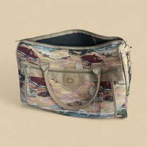 Vintage Pioneer Express Tapestry Beach Scene Carry-On Bag Duffle Weekender Trave